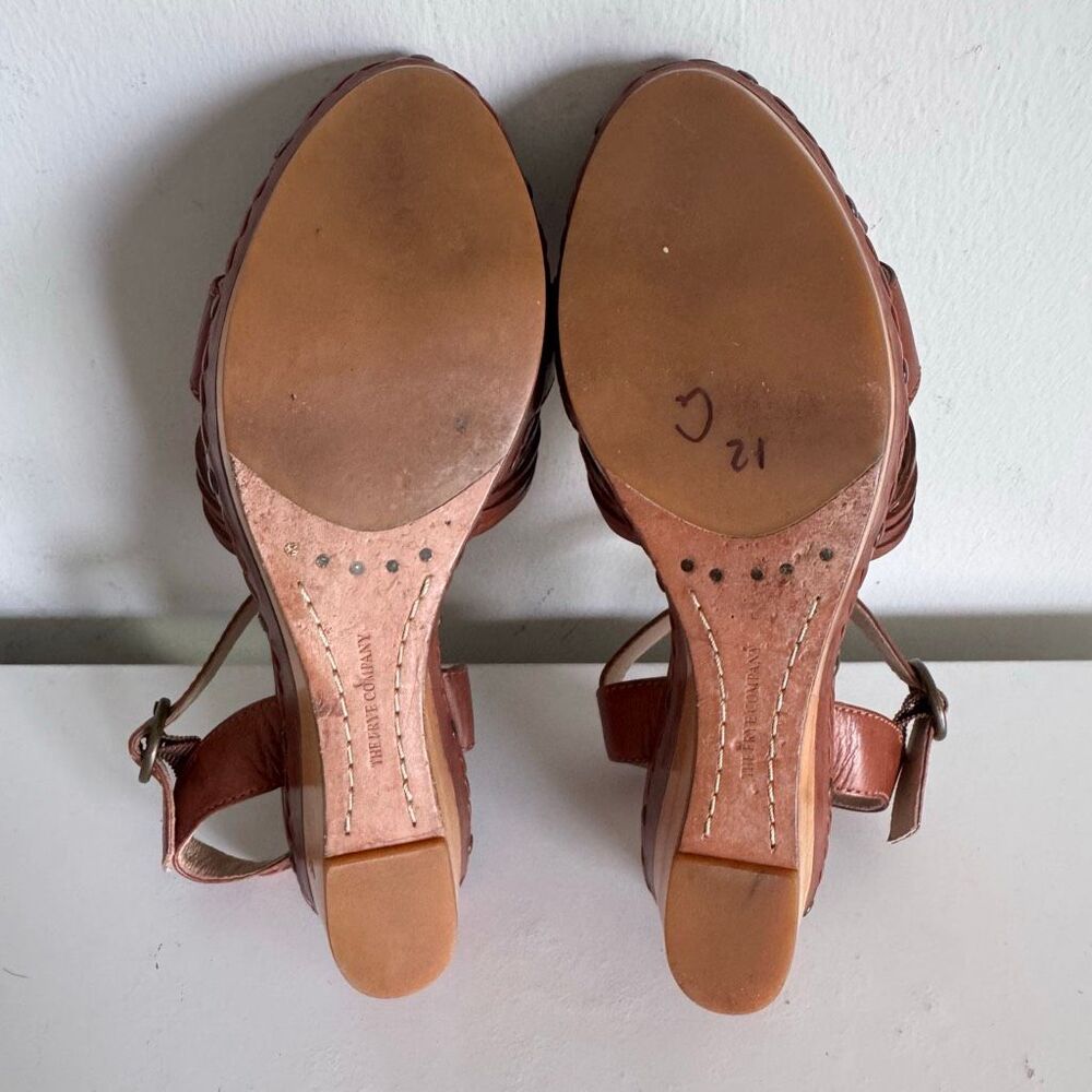Frye Carlie Huarache Leather Platform Wedge Sandals Boho Western Summer Size 7.5 - Picture 8 of 10